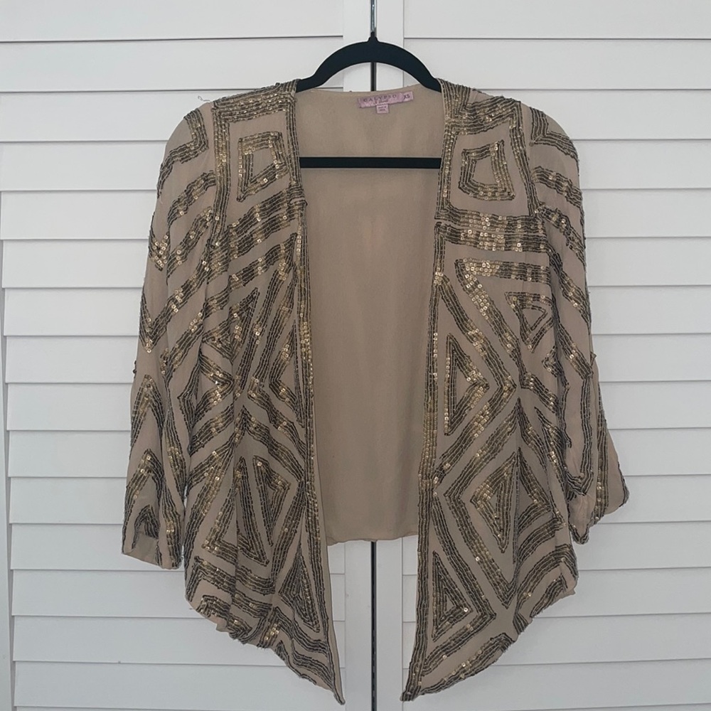 Authentic *Calypso St. Barth* Beaded hand sewn open cardigan✨XS 🎉FREE shipping